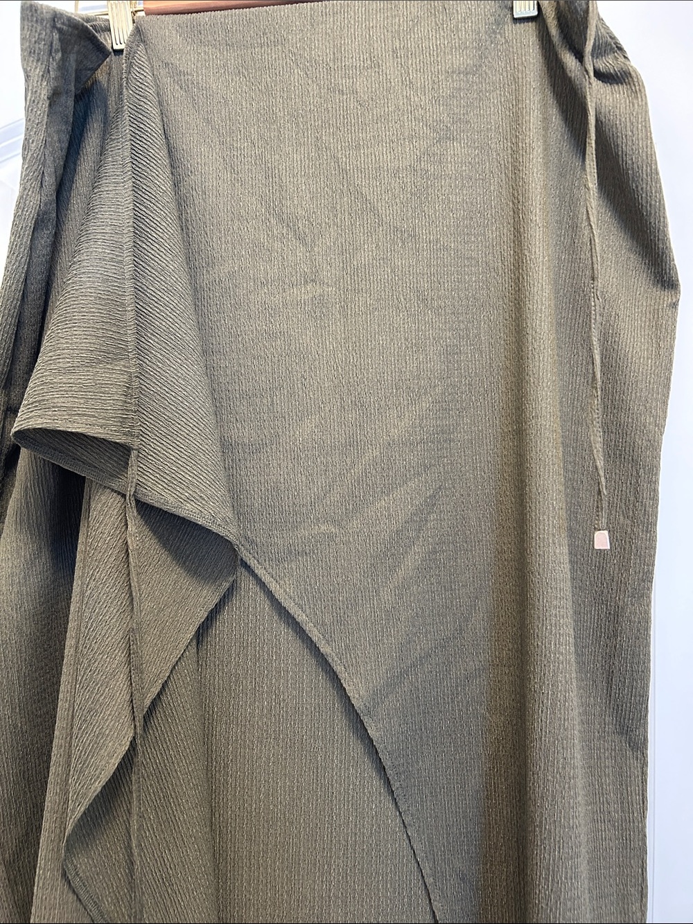 H&M Olive Green Wrap Midi Skirt with Side Tie - Picture 2 of 4